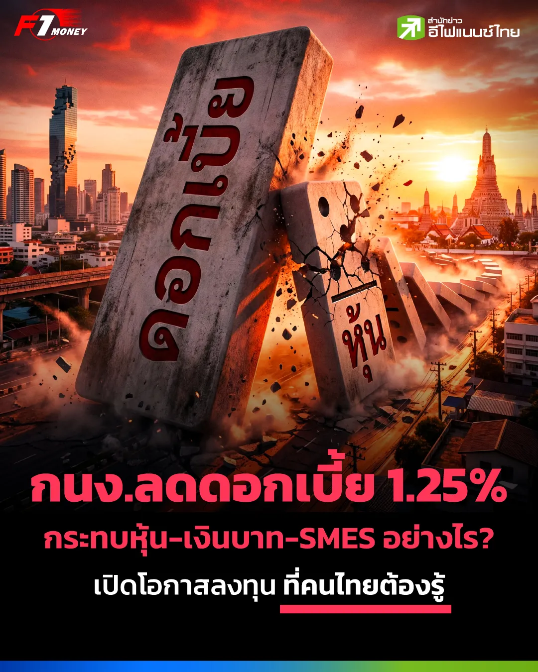 รูป กนง. ลดดอกเบี้ย 1.25% กระทบหุ้น-เงินบาท-SMEs อย่างไร? เปิดโอกาสลงทุนที่ต้องรู้