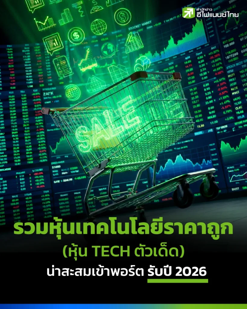 รวมหุ้นเทคโนโลยีราคาถูก (หุ้น Tech ตัวเด็ด) น่าสะสมเข้าพอร์ตรับปี 2026