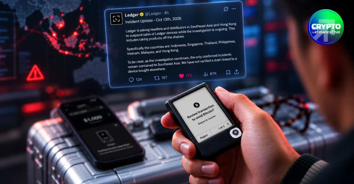Ledger ระงับขาย! ผ่านตัวแทนในไทยและอีก 6 ตลาดเอเชียชั่วคราว เพื่อเร่งสอบอุปกรณ์ถูกดัดแปลง
