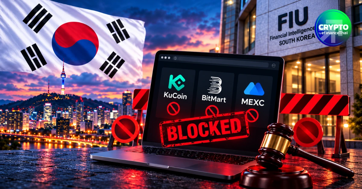 เกาหลีใต้คุมเข้ม! สั่งบล็อกเว็บเทรดคริปโทฯ 27 แห่ง รวม KuCoin–BitMart–MEXC หลังพบไม่ขึ้นทะเบียน 